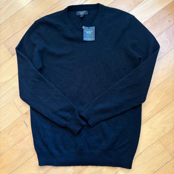 NWT Men’s Club Room Black V-Neck 100% Cashmere Sweater Sz Small Rtl $149 2-Ply - Picture 10 of 13